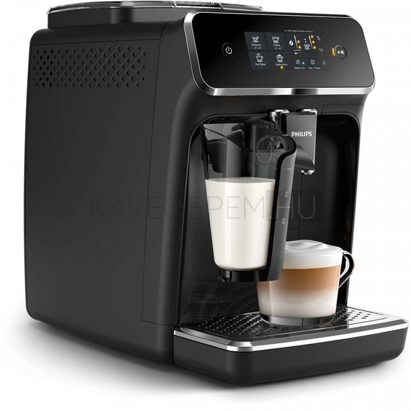 Philips (Saeco) 2200 Series LatteGo, kávéfőző, kávégép, felújított, garancia, garanciális, hibátlan, fekete, újszerű,